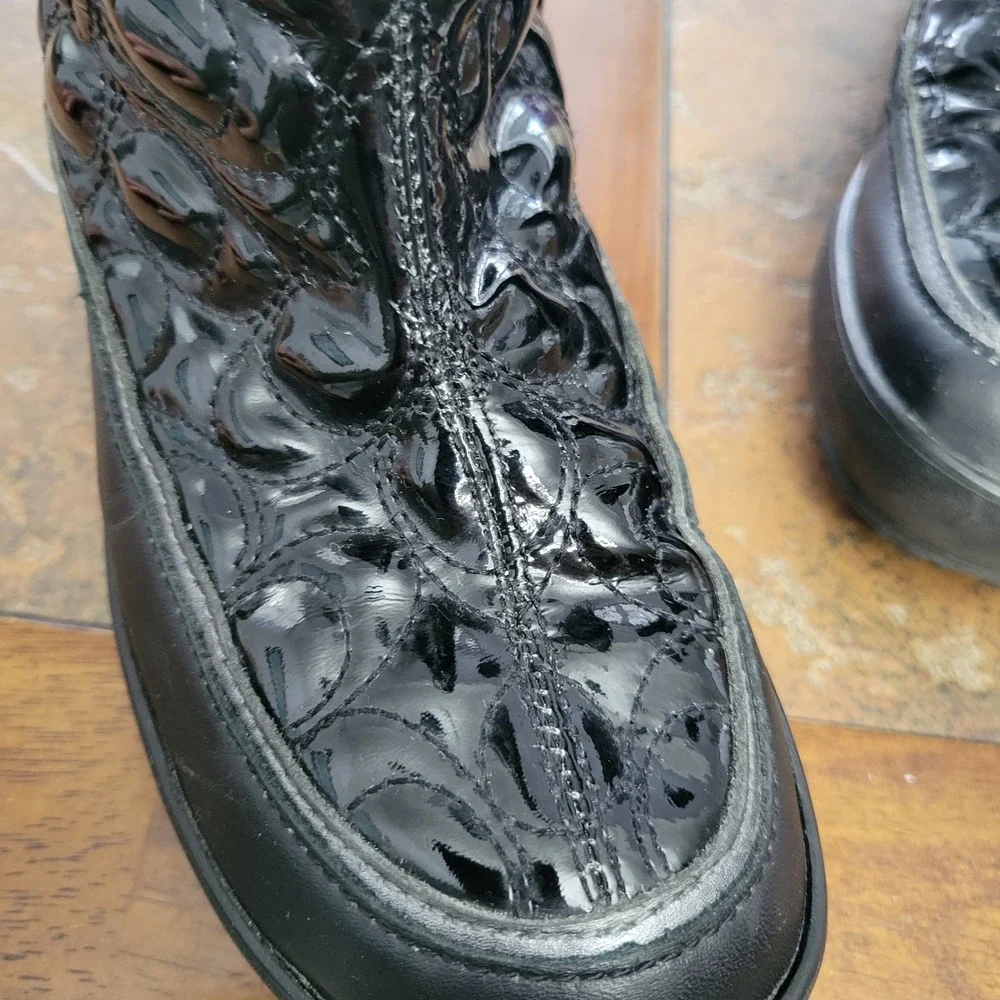 Coach Prisilla Black Quilted Patent Leather Snow Boots Womens 5 Luxury Gorpcore